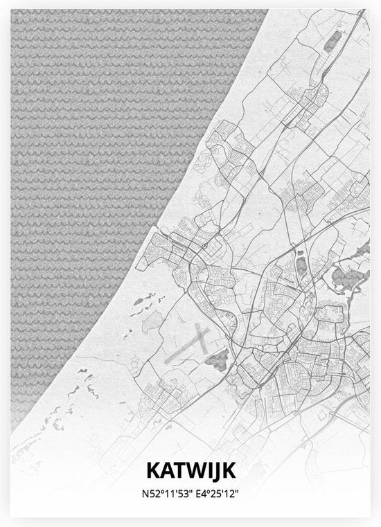 Katwijk plattegrond - A4 poster - Tekening stijl
