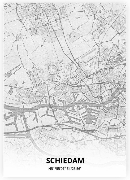 Schiedam plattegrond - A4 poster - Tekening stijl