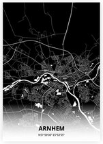 Arnhem plattegrond - A4 poster - Zwarte stijl