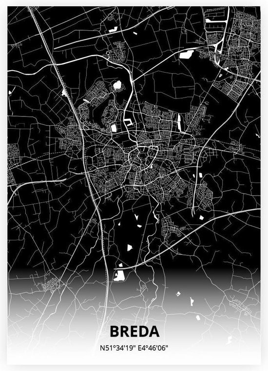 Carte de Breda - Affiche A3 - Style noir