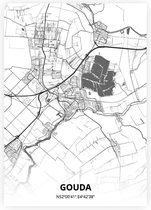 Gouda plattegrond - A2 poster - Zwart witte stijl