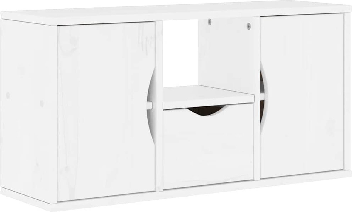 vidaXL - Tv-meubel - met - lade - ODDA - 79x24x40 - cm - massief - grenenhout - wit