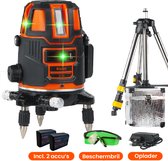 Kibani Kruislijnlaser met Statief - Extra Accu - Bouwlaser Zelfnivellerend - Kruislijnlaser Zelfnivellerend - Kruislaser - Rotatielaser - Laserwaterpas - Lijnlaser - Oplaadbare Accu - groen - met Statief en Opbergbox