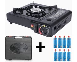 Camping Kooktoestel Draagbaar in koffer | tijdelijk met 8 gratis gaspatronen