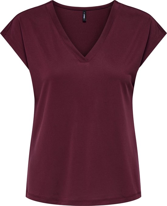 Only T-shirt Onlfree Life S/s Mod.v-neck Top Jrs 15287041 Tawny Port Dames Maat - M