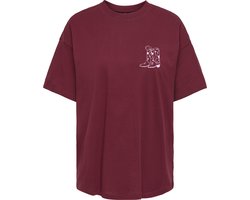 Only T-shirt Onlvivvi Life S/s Lovely Top Jrs 15346761 Cabernet/go Girls Dames Maat - L