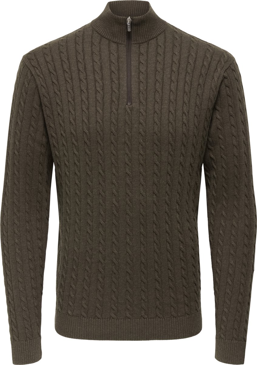 ONLY&SONS - ONSLOUI REG 12 CABEL HALF ZIP KNIT NOOS - Heren - Gebreide truien