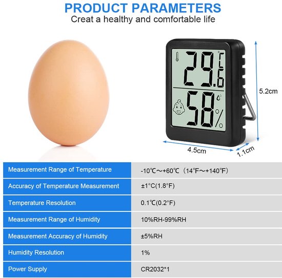 Thermomètre intérieur - Thermomètre domestique - Station météo intérieure - Thermomètre intérieur numérique - Thermomètre d'ambiance - Thermomètre intérieur - Thermomètre domestique intérieur - Thermomètre numérique - Binnenshuis