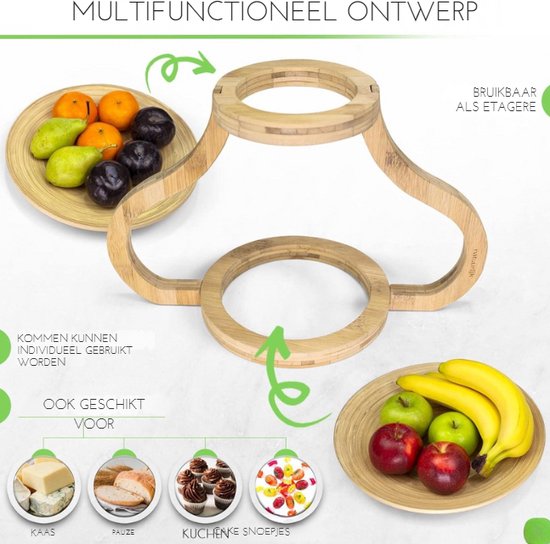 Fruitetagère - uitneembare fruitschalen - etagère 2 etagère - fruitschaal modern