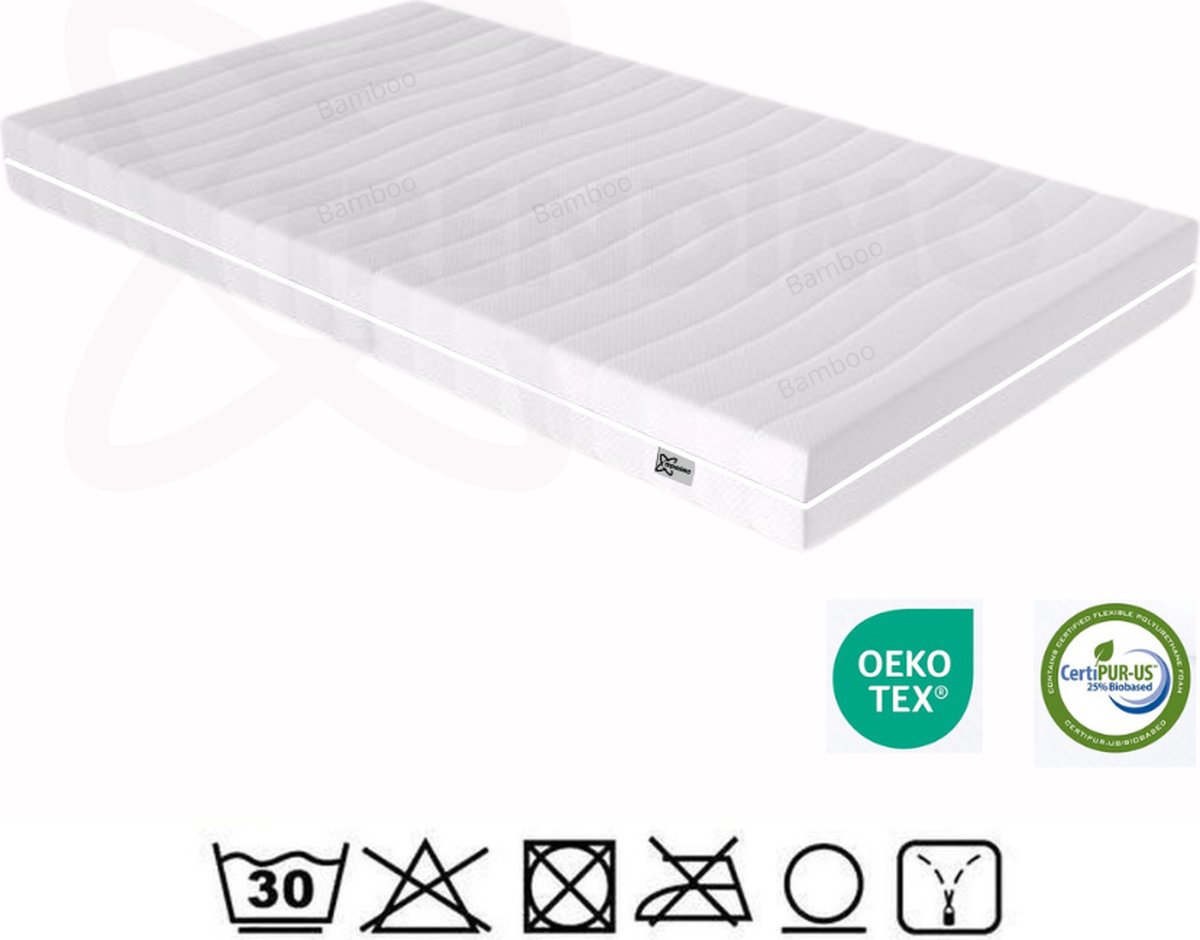 Matras 120x200 - Aanpasbaar - 20 cm dik - Koudschuim Hybrid- Bamboo Afneembare tijk wasbaar - 120x200 cm