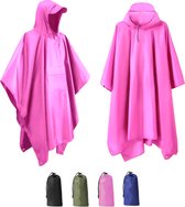 Poncho met Opbergtas - Regenponcho Waterdicht - Fietsponcho Sneldrogend - Winddicht - Unisex - Dames & Heren - One size - Roze