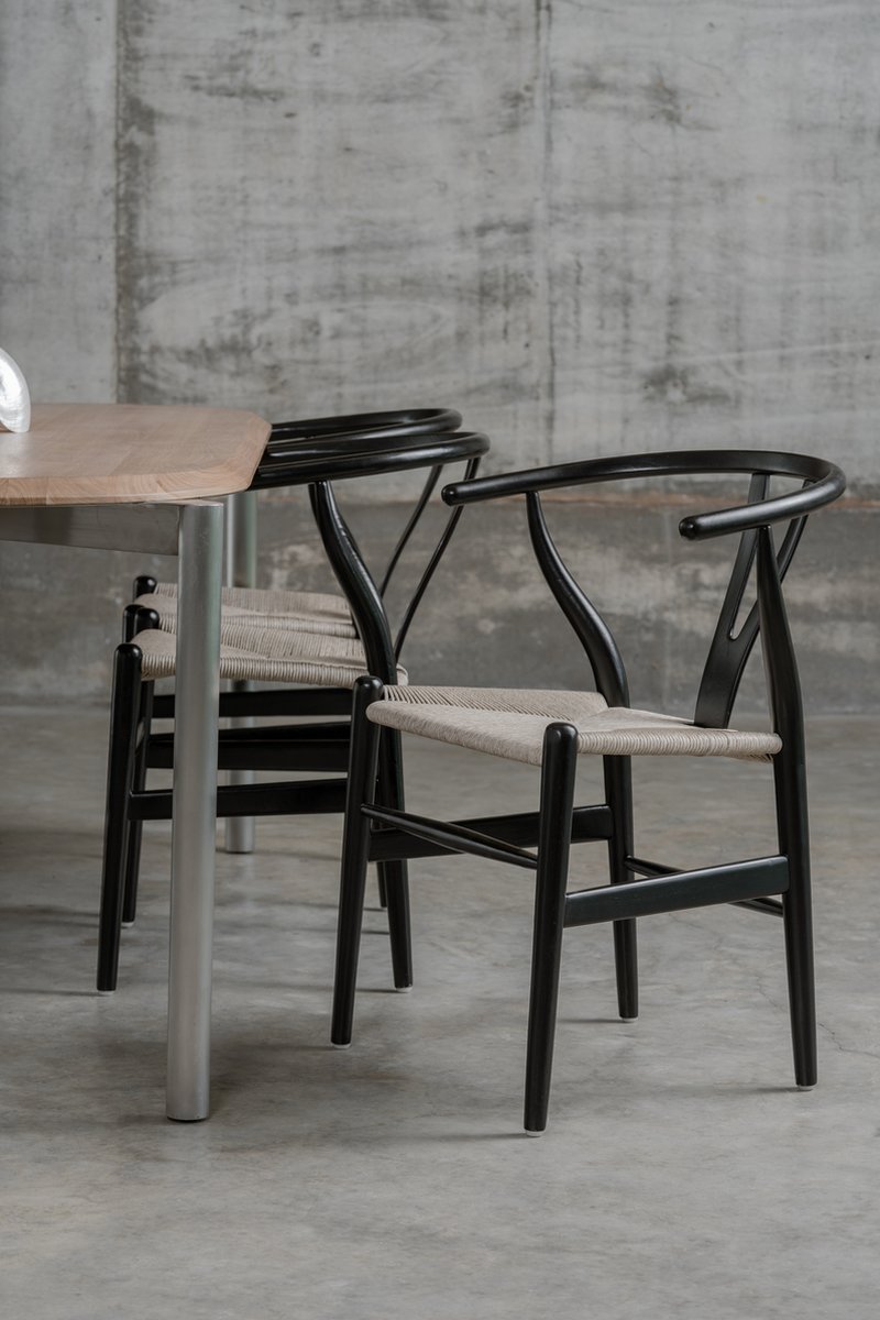 Håvard design stoel - teak hout - zwart - Scandinavische eetkamerstoel hout - met armleuningen - hoogwaardig teakhout - optimaal comfort - design jaren 40 uit Scandinavië - Premium kwaliteit