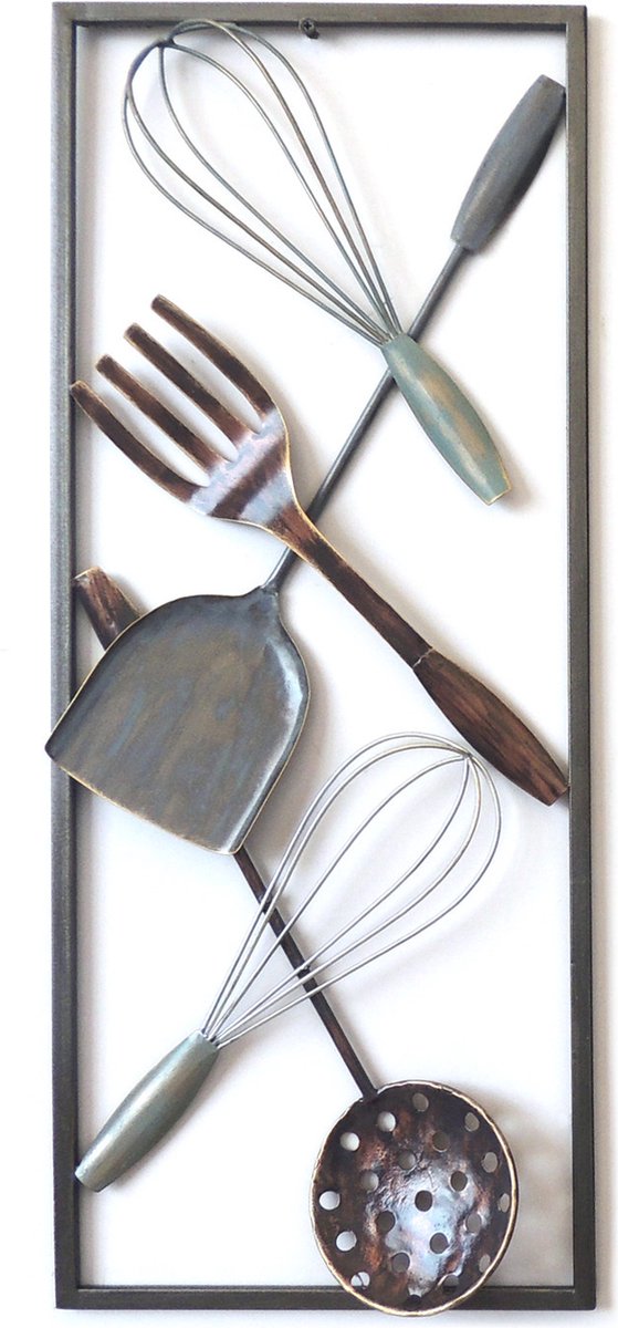 wanddecoratie - metaal schilderij - bestek - keuken - 25x60