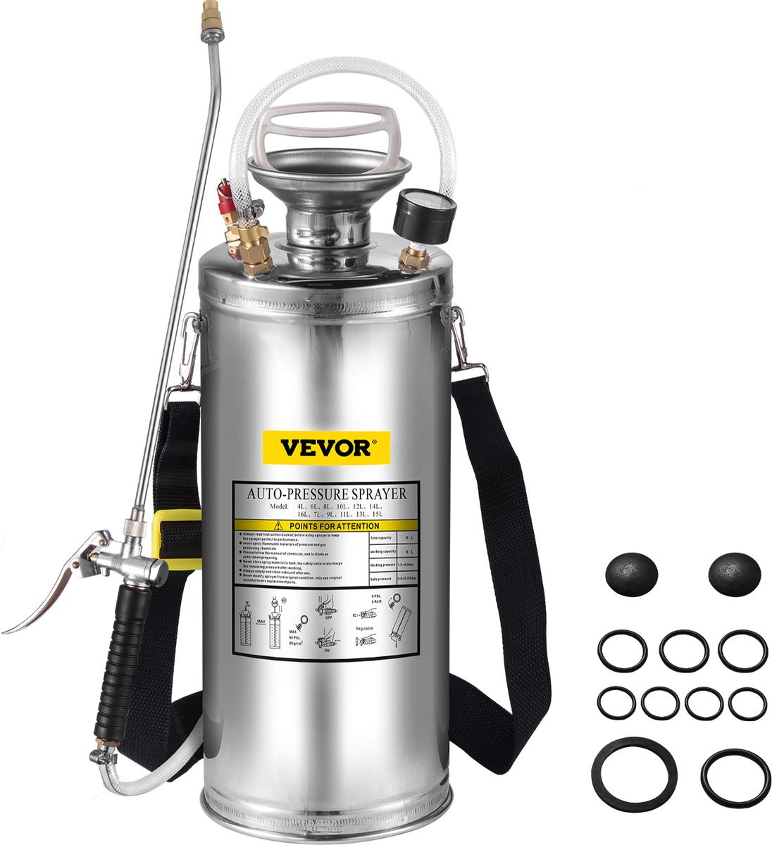 VEVOR Tuinvijververnevelaar 8l Ultrasone Rookmachine Roestvrijstalen Ultrasone Mistmachine Geschikt voor Huis, Tuin, Toeristische Voertuigen, Speciale Voertuigen, Schepen, Voertuigreiniging, Tapijtrei