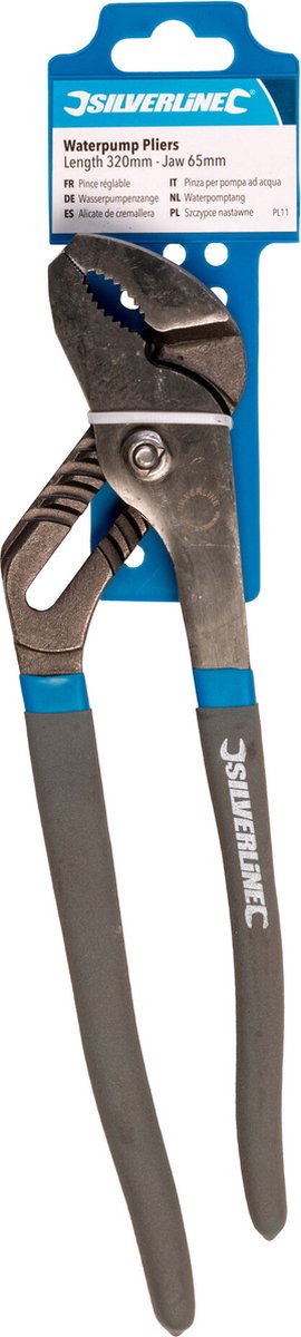 Silverline Waterpomptang - Heavy-Duty chroom vanadium - 320 mm - Soft-grip - Kaakopening 65 mm