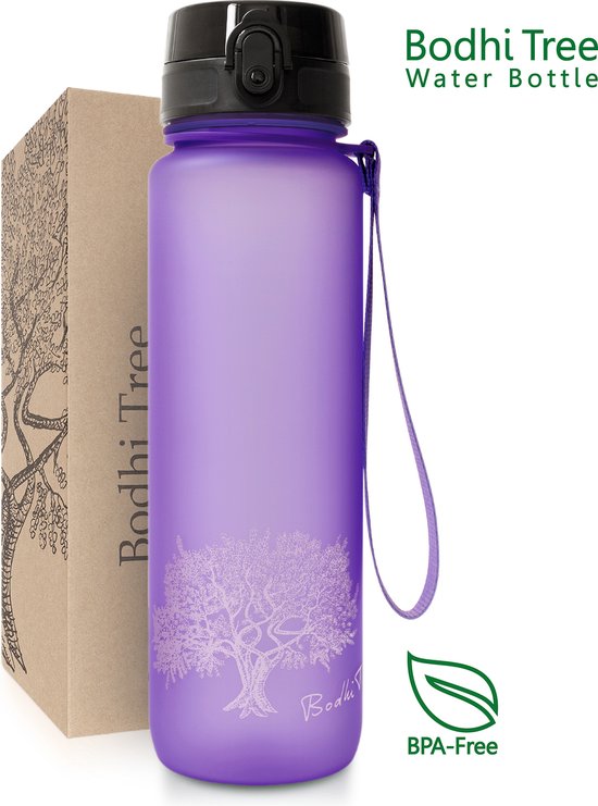 Bodhi Tree® Drinkfles 500 ml - Waterfles 500ml met Fruit Filter - BPA vrij - 100% Lekvrij - school werk - Paars Lila