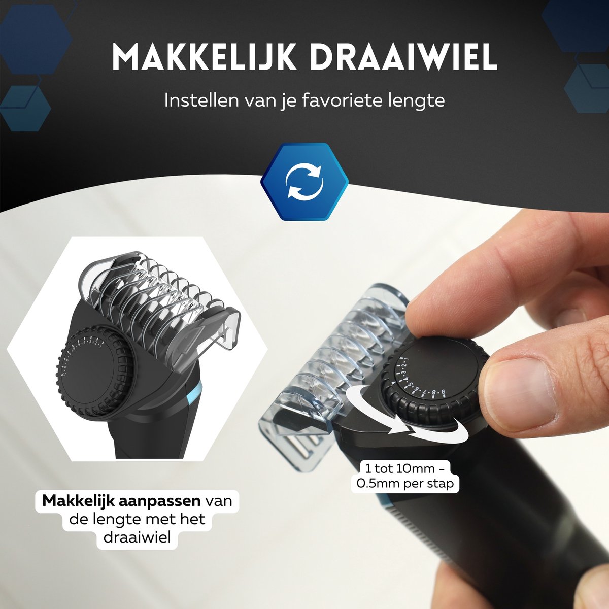 6-in-1 Baardtrimmer Mannen - Beeperfect® - Trimmer Baard en Lichaam - Bodygroomer - Neus en Oortrimmer - Waterdicht - Incl. 6 Opzetstukken thumbnail 2