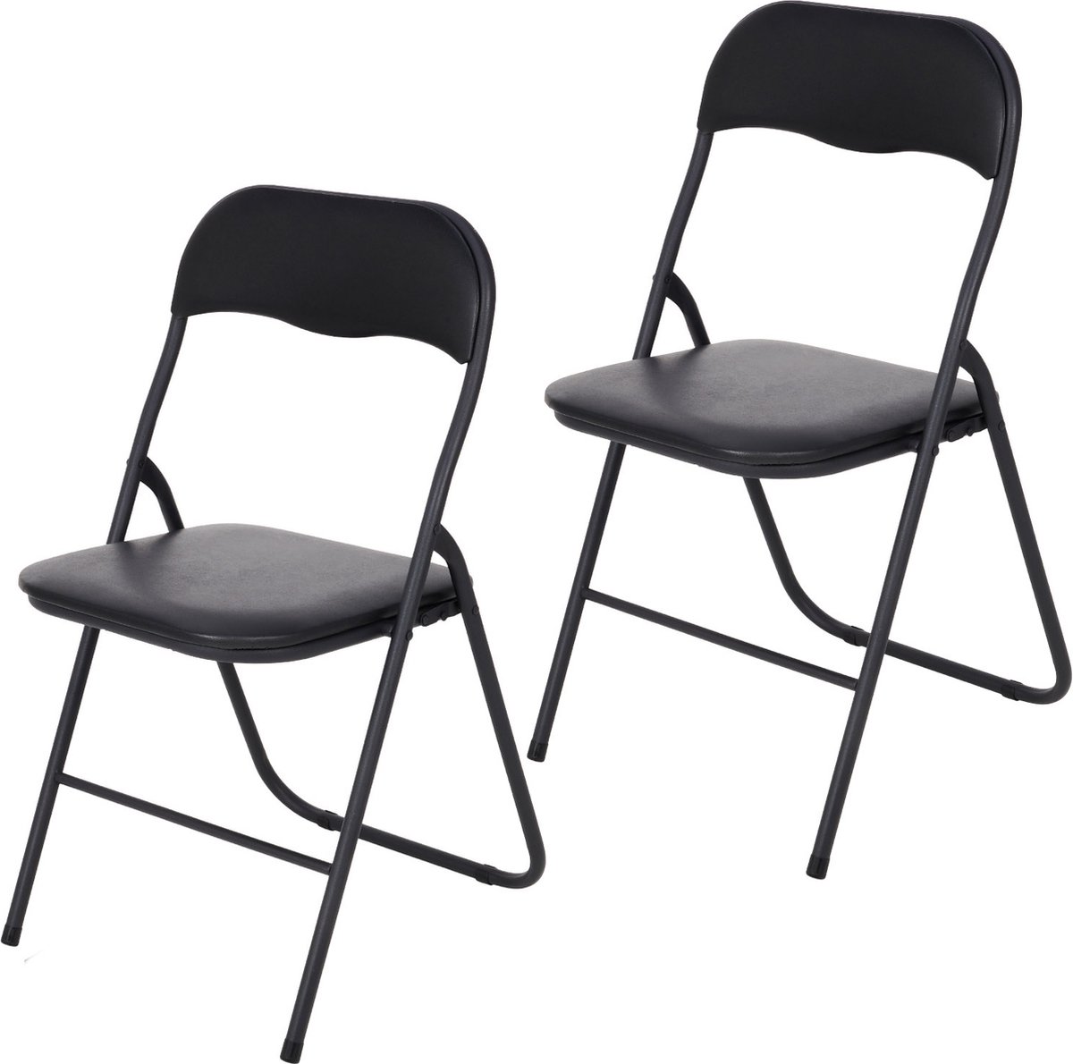 Infinity Goods Set van 2 Klapstoelen - Vouwstoelen - PVC - Eettafelstoelen - Opklapbare Stoelen - 43 x 47 x 80 CM - Stoelen - Zwart 2 Zwarte stoelen