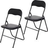 Infinity Goods Set van 2 Klapstoelen - Vouwstoelen - PVC - Eettafelstoelen - Opklapbare Stoelen - 43 x 47 x 80 CM - Stoelen - Zwart
