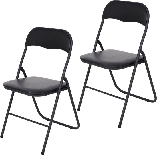 Infinity Goods Set de 2 Chaises pliantes - Chaises pliantes - PVC - Chaises de table à manger - Chaises pliantes - 43 x 47 x 80 CM - Chaises - Zwart