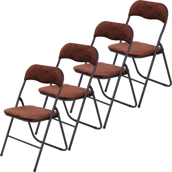 Foto: Infinity goods klapstoelen set van 4 vouwstoelen fluweel eettafelstoelen opklapbare stoelen 43 x 47 x 80 cm stoelen bruin