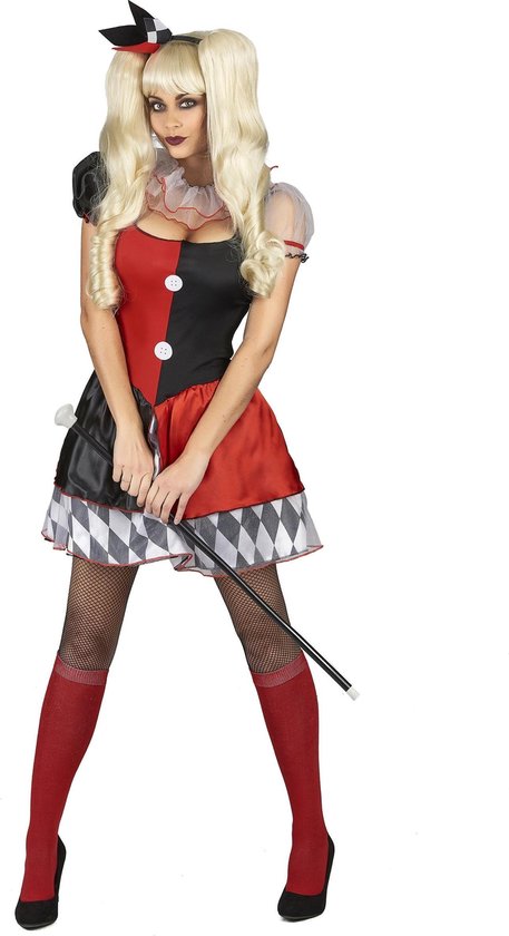 LUCIDA - Rood en zwart harlekijn joker kostuum voor vrouwen - M | bol.com