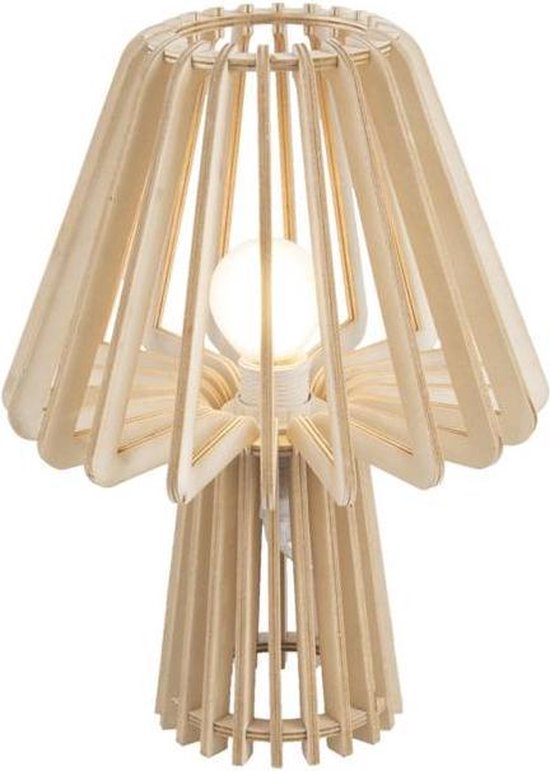 Leitmotiv Tafellamp Edged Mushroom hout - natuur - H 29 cm
