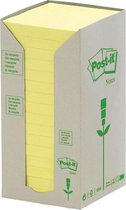 Bloc-notes 3M Post-it Tour recyclé, 76x76 mm, jaune, paquet de 16 pièces