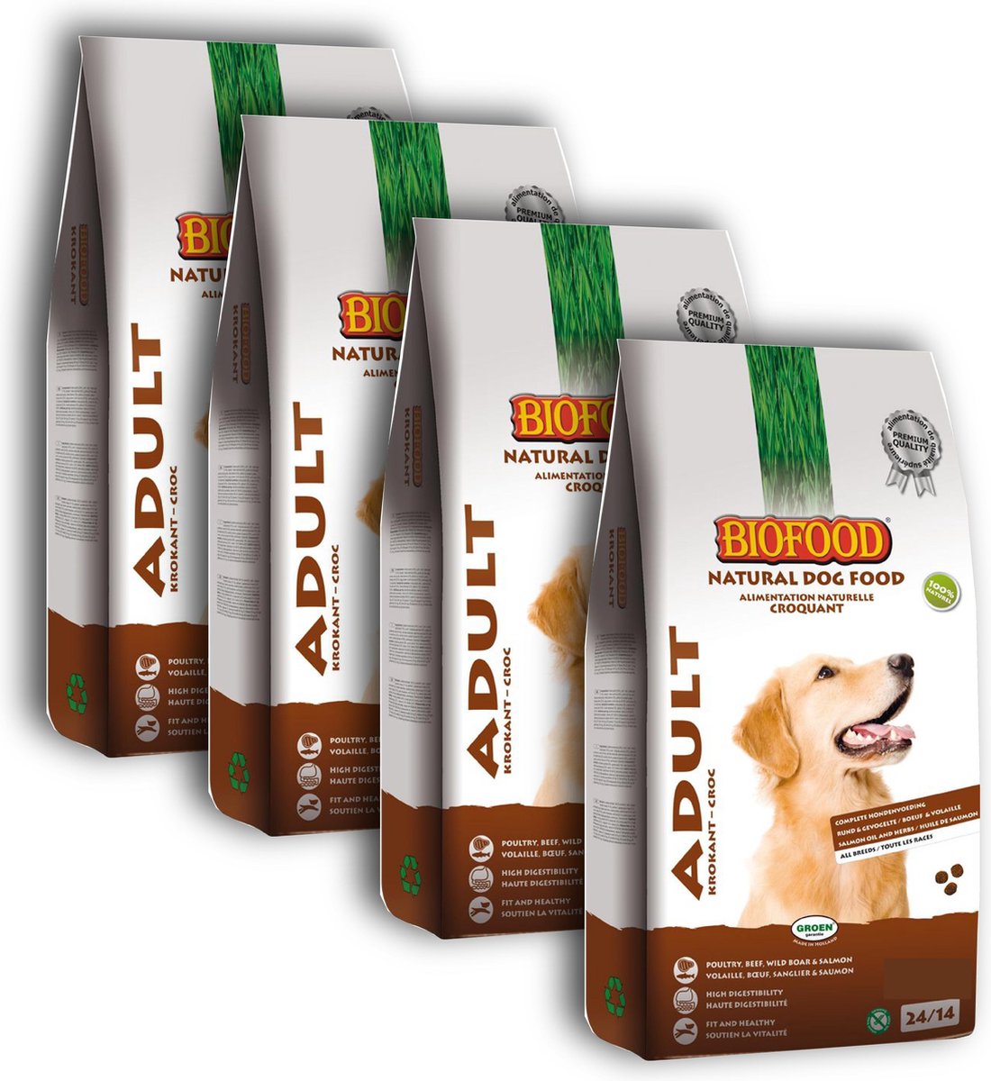 Biofood BF Petfood Krokant Hondenvoer - 4 x 3 kg - Voordeelverpakking