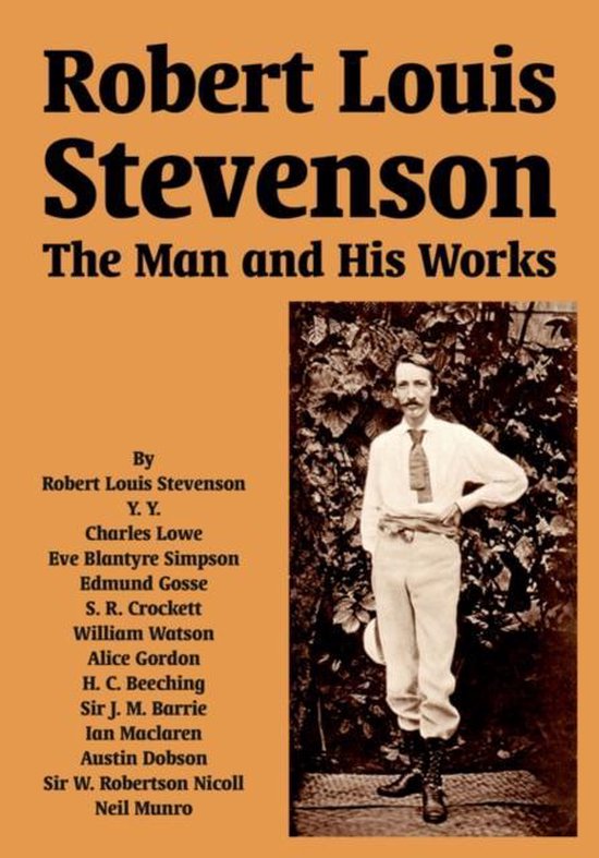 Livre 'Robert Louis Stevenson: The Man and His Works' avec une photo sépia de Stevenson.