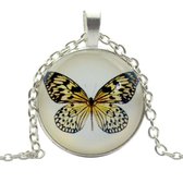 Fako Bijoux® - Ketting - Cabochon - Vlinder - Bruin