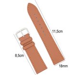 Horlogeband Leer- 18mm Aanzetmaat - Horlogebandje met Naad + Push Pin - Bruin - Sarzor