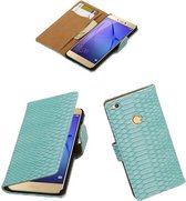 Turquoise slang design bookcase voor de Huawei P8 Lite 2017 wallet Telefoonhoesje