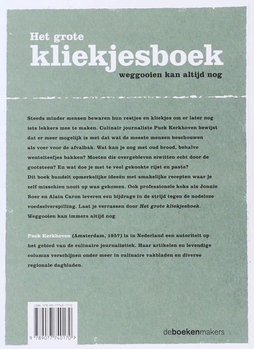 Het  Grote Kliekjesboek - back cover