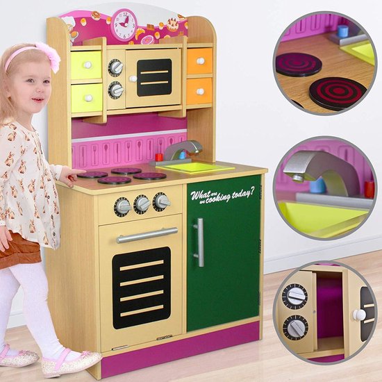 Rijoka Houten Speelkeuken Met Krijtbord** aanbieding bij Kruidvat