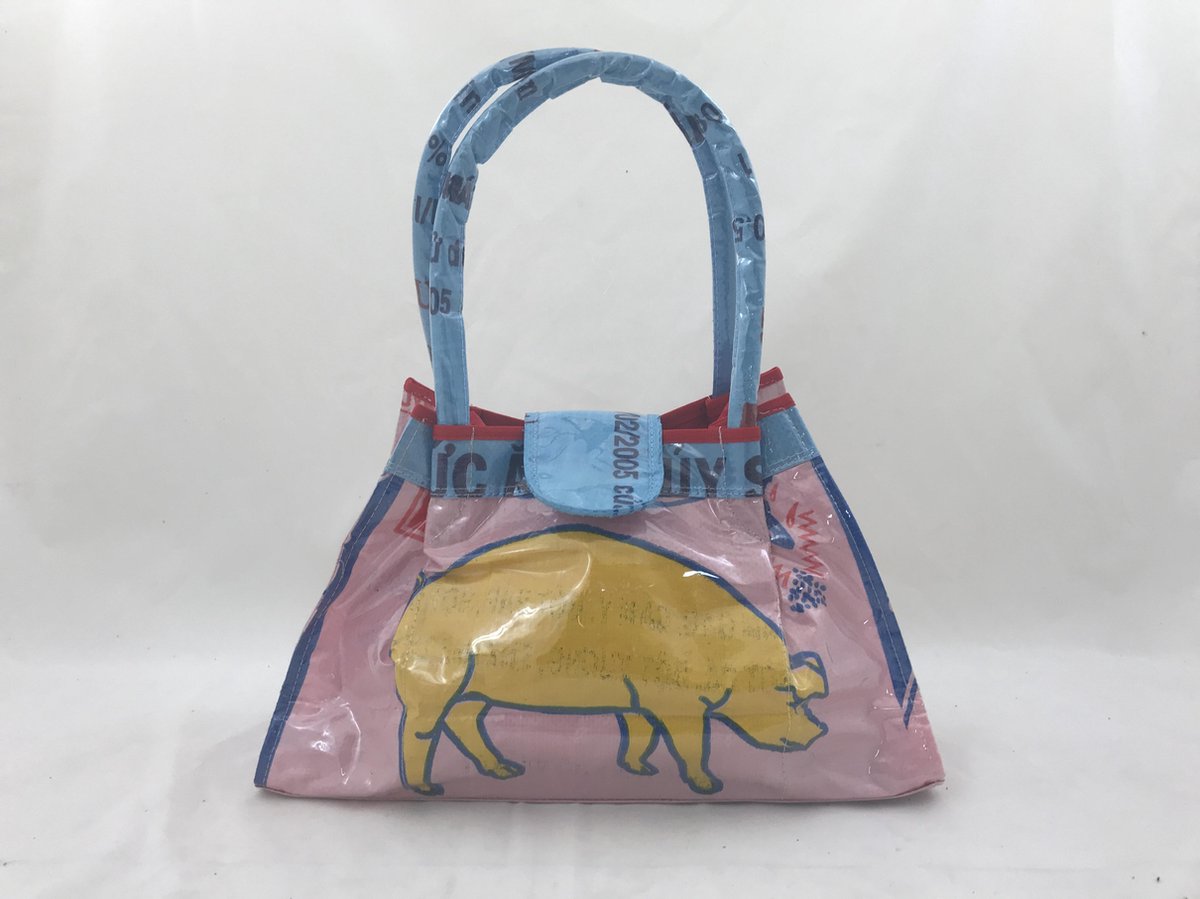 Vrolijke Handtas Yellow pig | fairtrade handtas | recycling tas