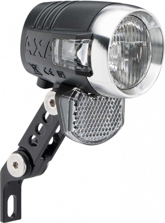 AXA Blueline 50 T Fietskoplamp – LED Voorlicht – 50 Lux – Dynamo – Auto On Sensor – Steady Functie – 70 m Lichtbeeld – 4.000 m Zichtbaarheid – Clear Lens Technology