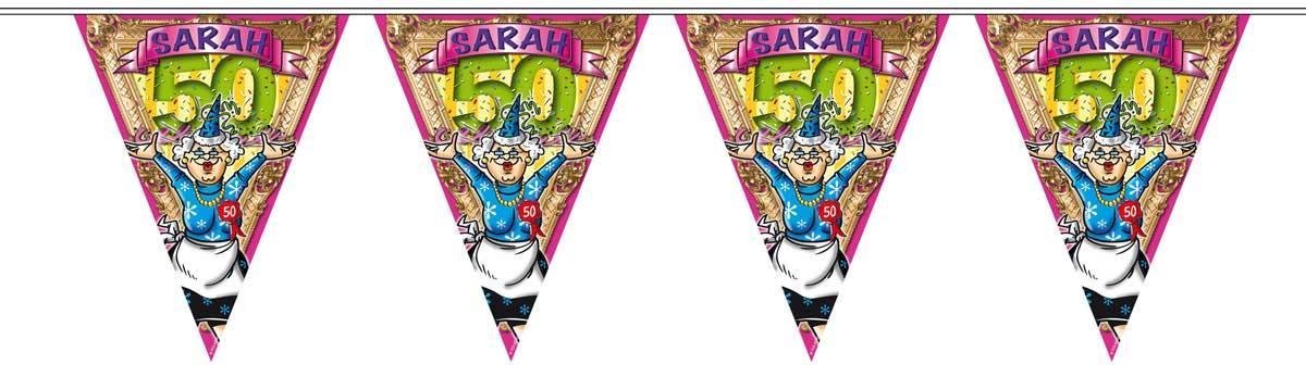 Vlaggenlijn verjaardag Sarah 50 jaar - 10 meter