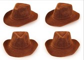 4x Cowboyhoed koperbruin glitter
