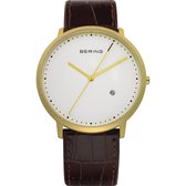 BERING 11139-534 - Horloge - Leer - Goudkleurig - Ø 39 mm