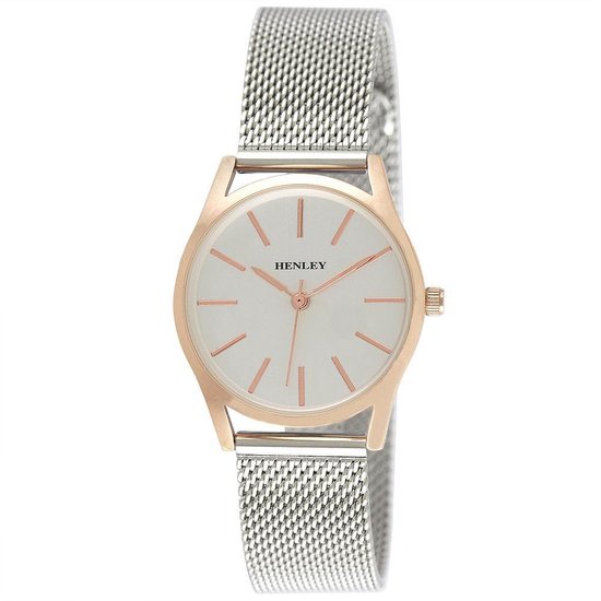 Henley dames horloge zilverkleurig met stalen band en goudkleurige accenten  H07288.14 | bol.com