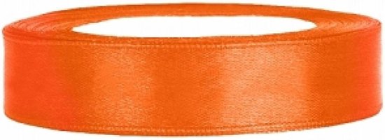 Ruban de satin orange 12 mm de large, 25 mètres par rouleau