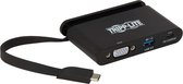 Tripp-Lite U444-T6N-VUBC USB 3.1 Gen 1 USB-C Adapter with PD Charging - 100W, Self-Storage Cable, VGA & USB-A Hub Port, 1080p, Black TrippLite