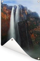 's Werelds hoogste waterval in het Nationaal park Canaima in Venezuela Tuinposter 80x120 cm - Tuindoek / Buitencanvas / Schilderijen voor buiten (tuin decoratie)
