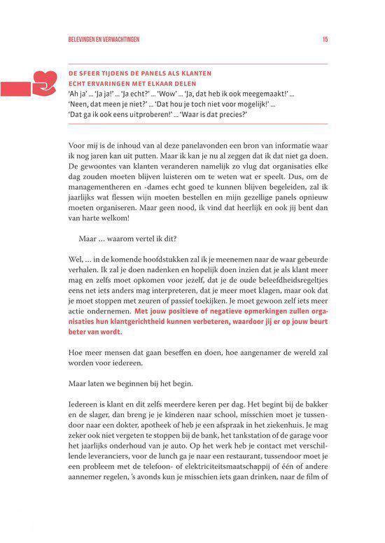 Pagina met de titel 'SFEER TIJDENS DE PANELS ALS KLANTEN' in rode letters.