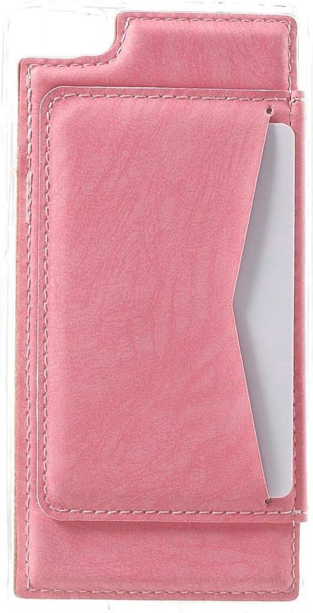 Shop4 - Huawei Ascend P8 Lite Hoesje - Back Case Ruimte voor Pasje Mat Leer Roze