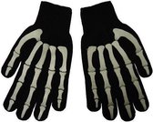 Zwarte handschoenen met skelet print (grijs)