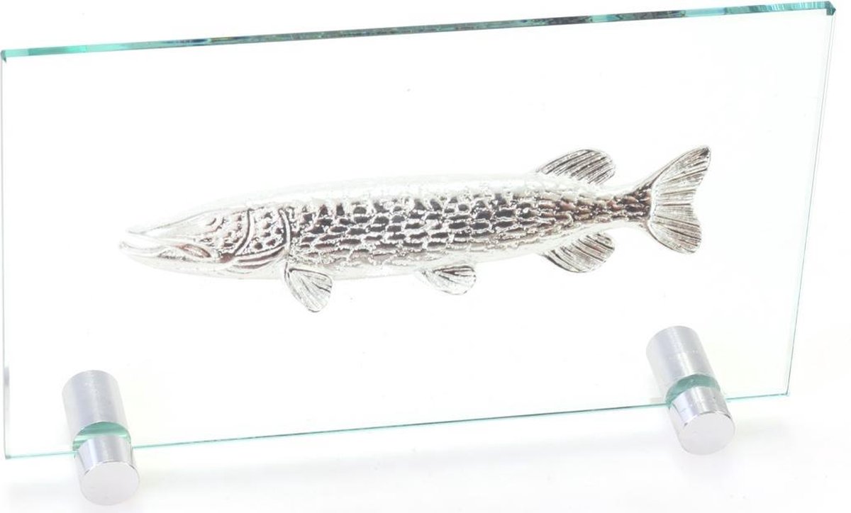 Glasstandaard Snoek – 3D Decoratie Vissen Beeldje Vissen Snoeken Glasplaat Cadeau Voor Een Visser