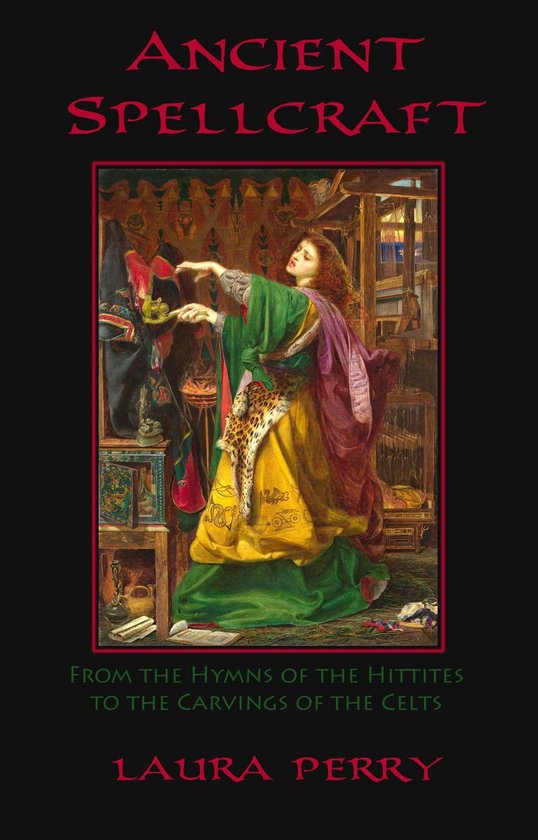 Boekomslag met een schilderij van een vrouw in een groene en paarse jurk, met een luipaardprint sjaal, die spreuken uitspreekt.