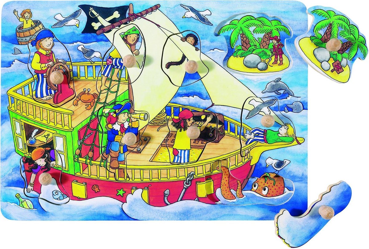 Goki Piratenschip Knopjespuzzel 9-delig